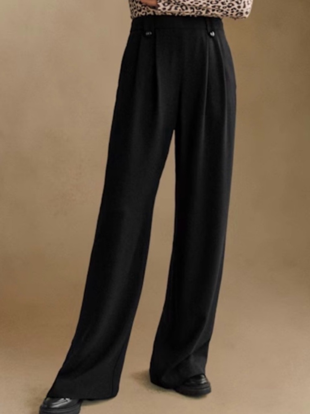 Sezane Black Wide-Leg Trousers